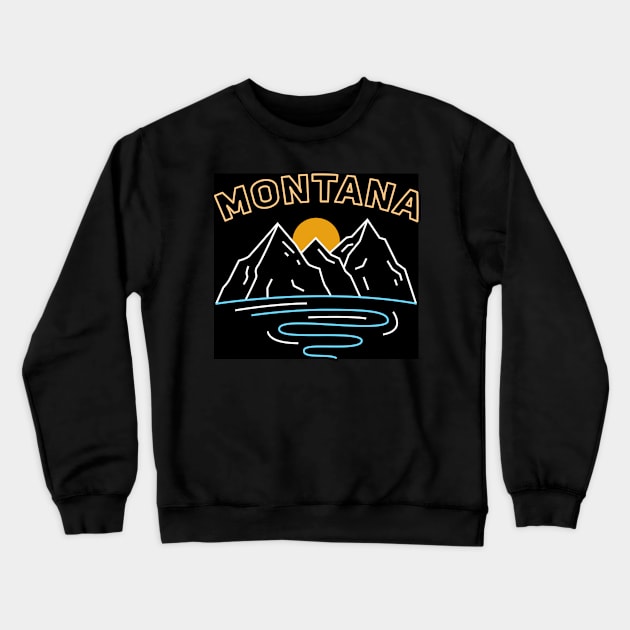 Montana Mountains Design for proud Montanans Crewneck Sweatshirt by c1337s